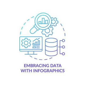 Embracing data with infographics blue gradient concept icon イラスト素材