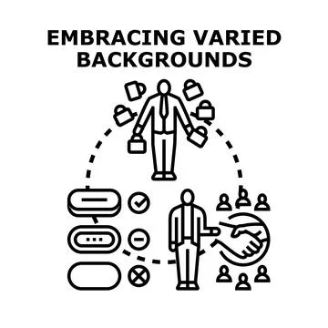 Embracing different backgrounds and diverse skill sets Stock Illustration