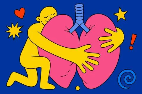 Embracing Healthy Lungs Stock Illustration