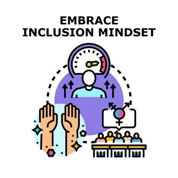 Embracing inclusion mindset promoting diversity and equity growth Stock Illustration