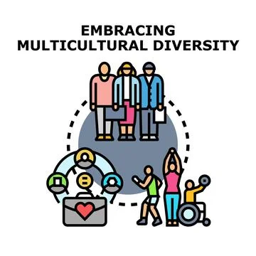 Embracing multicultural diversity concept illustration Stock Illustration