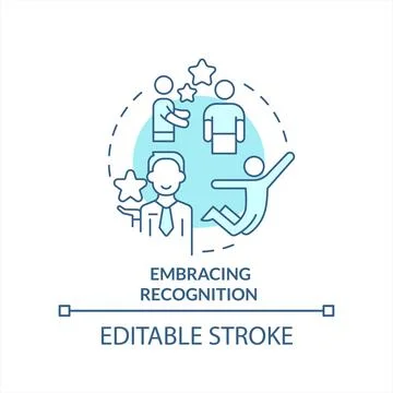 Embracing recognition turquoise concept icon Stock Illustration
