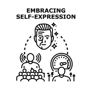 Embracing self expression and public speaking concept Illustration