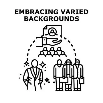 Embracing varied backgrounds promoting diversity inclusion recruitment Stock Illustration