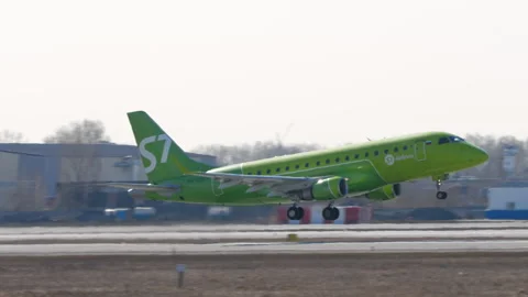 Embraer E170 of S7 Airlines take off Stock Footage 306015668
