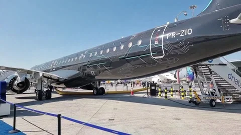 Embraer E195-E2 Profit Hunter aircraft Stock Footage 340451712