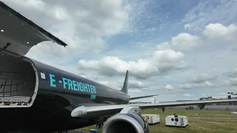 Embraer Freighter aircraft Cargo Compartment Stock Footage 340554234