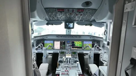 Embraer Freighter aircraft cockpit Stock Footage 340554182