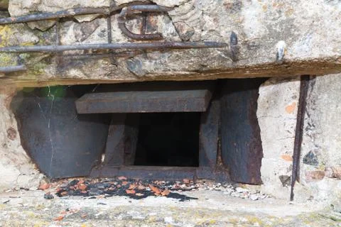 Embrasure of pillbox Stock Photos