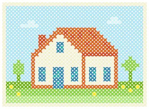 To embroider home Stock Illustration