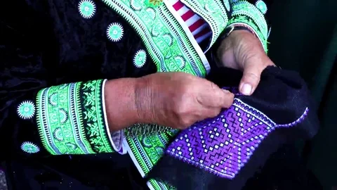 Embroider pattern colored thread. Stock Footage 69183975