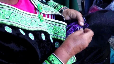 Embroider pattern colored thread. Stock Footage 69184012