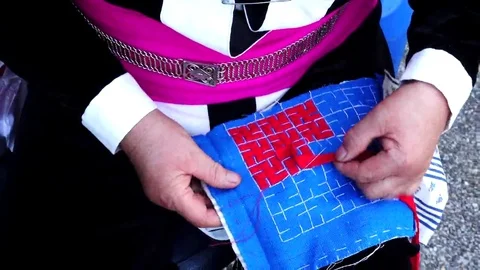 Embroider pattern colored thread. Stock Footage 69184018