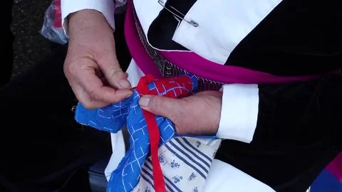 Embroider pattern colored thread. Stock Footage 69184023