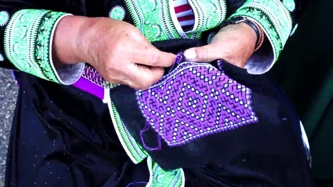 Embroider pattern colored thread. Stock Footage 69184039