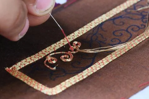 Embroider with thai pattern Stock Photos