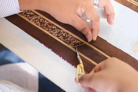 Embroider with thai pattern Stock Photos