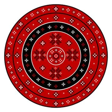 Embroidered cross-stitch round pattern Stock Illustration