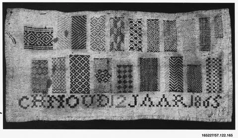 Embroidered darning sampler 1865 Dutch. Embroidered darning sampler  228092 Stock Illustration