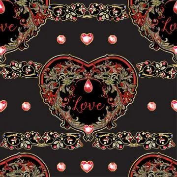 Embroidered love heart-shaped patch Stock Illustration