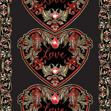 Embroidered love heart-shaped patch Stock Illustration
