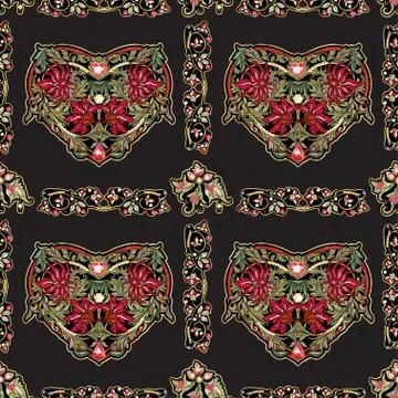 Embroidered love heart-shaped patch Stock Illustration