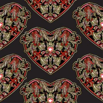 Embroidered love heart-shaped patch Stock Illustration