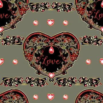Embroidered love heart-shaped patch 스톡 일러스트