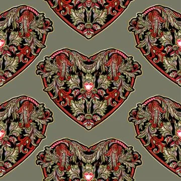 Embroidered love heart-shaped patch Stock Illustration