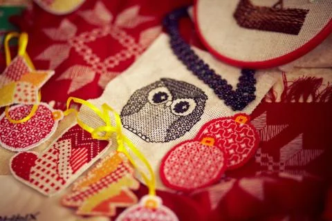 Embroidered objects. Stockfoto's