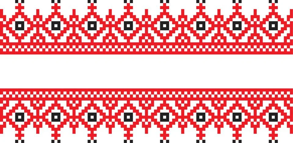 Embroidered pattern on transparent background Ukrainian national ornament Stock Illustration