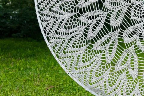 Embroidered pattern white circle shape geometric template Ukrainian tradition Stock Photos