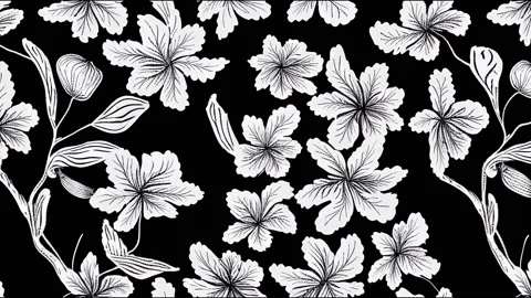 Embroidered seamless animation. Isolated branches of flowers on a Stock Footage 220127209