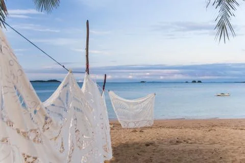 Embroidered tablecloths Stock Photos