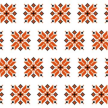 Embroidered Ukrainian seamless pattern. Geometric floral ornament embroidery Stock Illustration