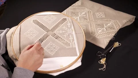Embroidering on a Hoop Stock-Footage 334420361