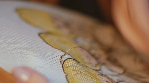 Embroidering a pattern Stockbeeldmateriaal 173623648