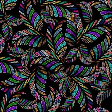 Embroidery abstract floral seamless pattern. Illustrazione stock