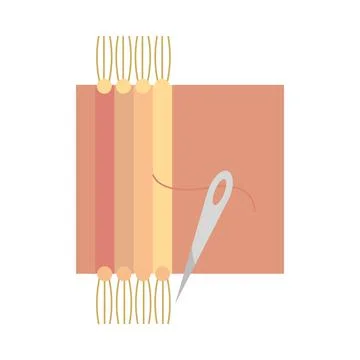 Embroidery and weaving thread and needle vector design Illustrazione stock