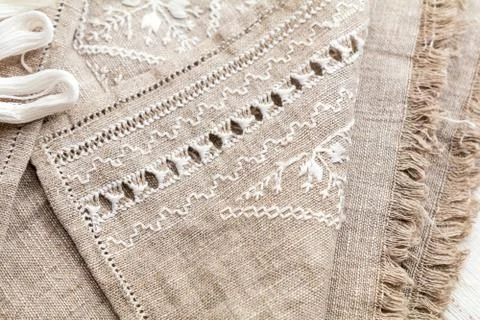 Embroidery background. Needlework in progress Stock Photos