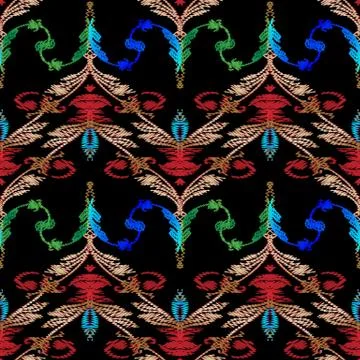 Embroidery baroque seamless pattern. Damask floral vector tapest Stock Illustration