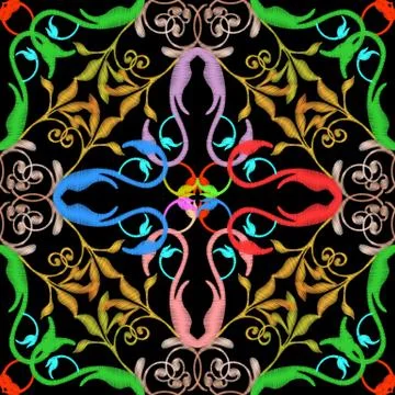 Embroidery Baroque seamless pattern. Tapestry vector ornamental 스톡 일러스트