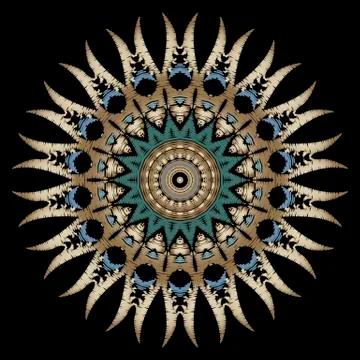 Embroidery Baroque vector mandala pattern. Colorful floral ornate grunge Illustrazione stock