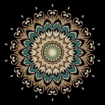 Embroidery Baroque vector mandala pattern. Colorful floral ornate grunge 스톡 일러스트