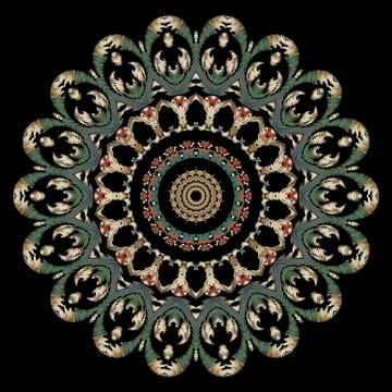 Embroidery Baroque vector mandala pattern. Colorful floral ornate grunge イラスト素材