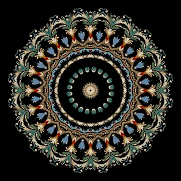 Embroidery Baroque vector mandala pattern. Colorful floral ornate grunge Illustrazione stock