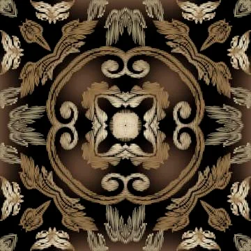 Embroidery baroque vector seamless pattern. Colorful floral grunge background 스톡 일러스트