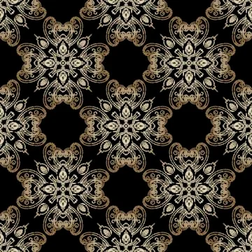 Embroidery baroque vector seamless pattern. Colorful floral Damask background Illustrazione stock