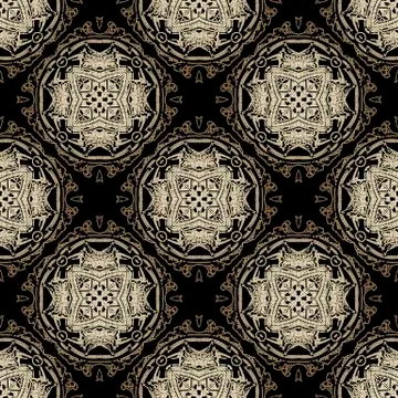 Embroidery baroque vector seamless pattern. Colorful floral mandalas background Illustrazione stock