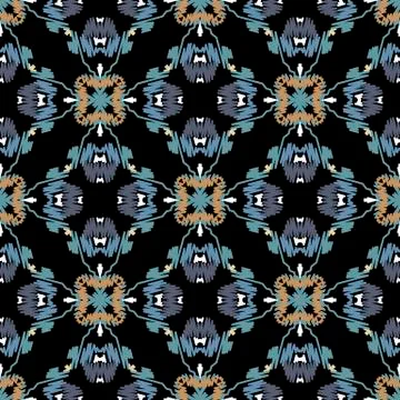 Embroidery baroque vector seamless pattern. Colorful floral grunge background Illustrazione stock